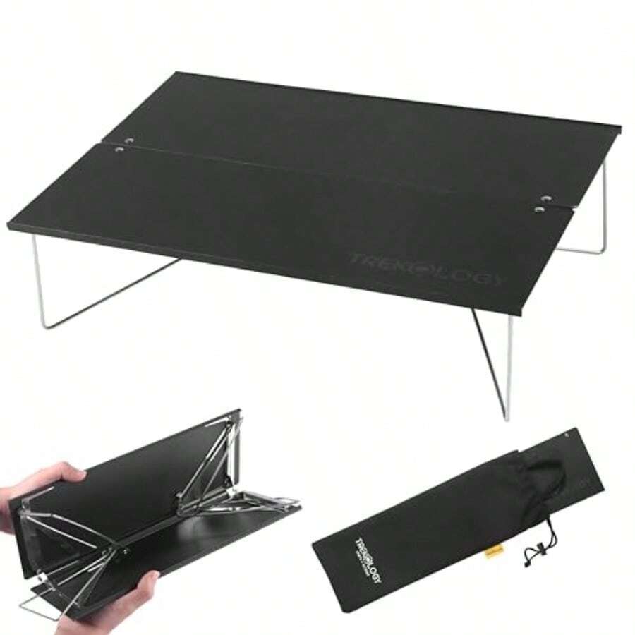 TREKOLOGY Pequeña Mesa de Camping - Mesa de Playa Plegable para Arena Viajes Senderismo - Ligera Compacta Campamento Plegable para Aventuras al Aire Libre - Portátil Duradera Colapsable - como en la foto - Ver 1