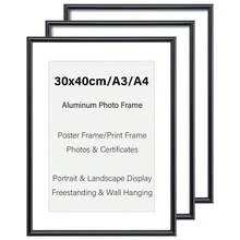HIMEETIME 1/3 khung ảnh nhôm, kích thước 30x40cm/A3/A4, khung cổ điển, thiết kế cạnh cong, khung hợp kim nhôm mỏng tối giản, có thể treo tường hoặc để đứng, thích hợp cho áp phích và chứng chỉ. - Khung ảnh hợp kim nhôm - Xem 1