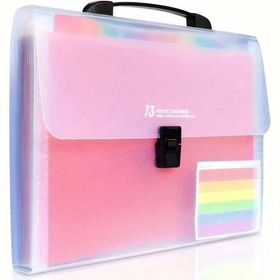 13-Compartment Folder, Portable Design, For Organizing Exam Papers And Documents, Categorizing Student Materials, Simple Yet Stylish, Attractive Design.