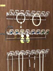 3pcs 8-Hole Wall-Mounted Jewelry Storage Rack With Necklace, Bracelet And Earring Hooks - Anti-Tangle Display Stand, Mini Jewelry Tower, Please Note Dimensions In The Image - Multicolor - View 6