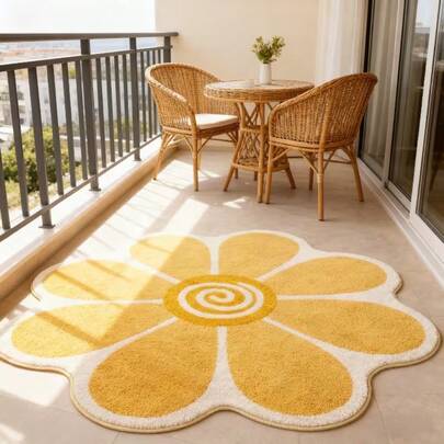 1pc Washable Asymmetrical Floral Faux Wool Rug, Decorative Carpet, Bedroom Decor, Small Rug, Carpet, Home Decor, Living Room Carpet, Living Room Small Rug, Bedroom Rug, Living Room Home Decor