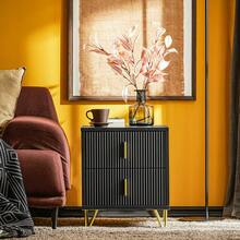 SoBuy Bedside Table With 2 Drawers For A Spring Mattress Bed, Side Table, Telephone Table, Nightstand, W X H X D: 40 X 47 X 40 Cm FBT115 - Black X2 - View 3