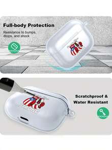 A Headphone Case With Puerto Rico Flag Boxing Gloves And "Puerto Rico STRONG" Text Pattern Case For AirPods 4th Generation/3rd Generation/2nd Generation - Headphone Covers - Clear - View 7