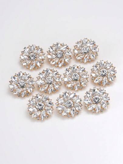 4pcs/Pack Metal Rhinestone Flower Buttons, Sewing Decorative Buttons For Sweater, Coat, Jacket, Shirt, Windbreaker, DIY Clothing Accessories