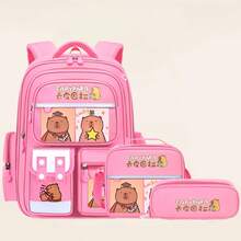 3pcs Fashion Capybara Themed Backpacks With Adjustable Shoulder Straps - Durable Nylon Material, Zipper Closure, Polyester Lining, Printed Design - Perfect Gift For Capybara Lovers, Travel Backpack, Shoulder Bag, Storage Bag, Handbag Gift, Back To School Essential - Rectangle - View 14