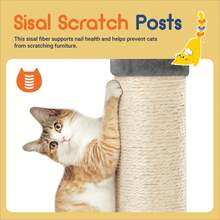 Allewie 65in Multi-Level Tall Cat Tree For Indoor Kitties, Larger Tower With Wide Base, Cozy Plush ‌Pussycat Perches, Cat Condo With Hammock, Sisal Scratching Posts, Grey - 灰色 - 查看 6