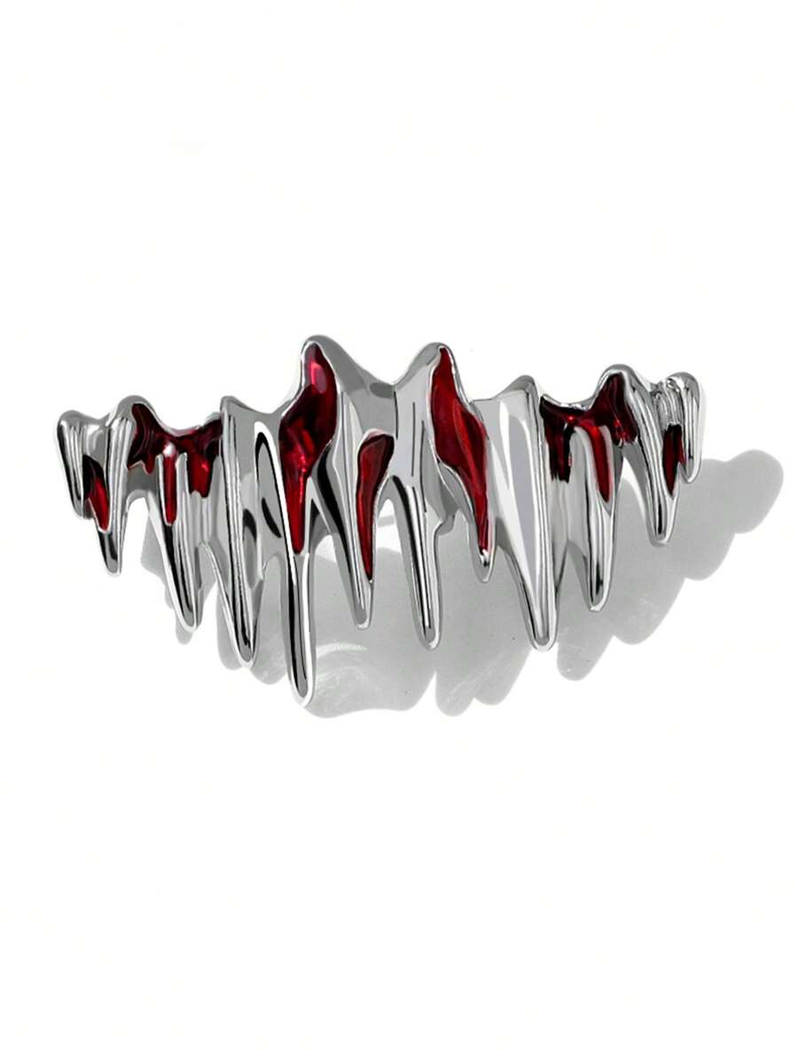 1pc Men's Asymmetrical Molten Metal Brooch, Unique Fashion Minimalist Style Pin - Silver - View 1