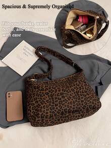 Fashion Leopard Print Handbag, Large Capacity Shoulder Bag, Essential Underarm Bag For Commuting Leopard Print Women's Wallet, Leopard Print Makes A Comeback, Stylish Leopard Print Women's Wallet For Autumn/Winter - 棕色 - 查看 7