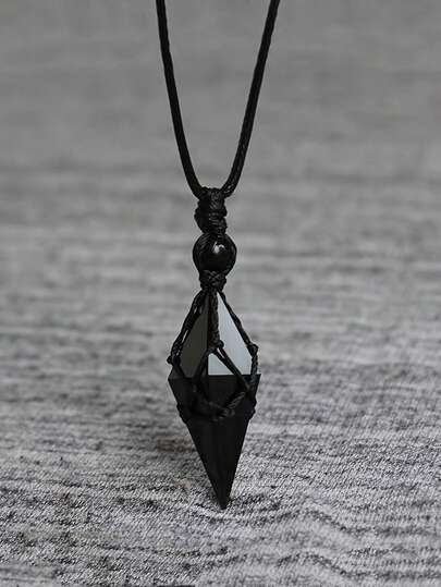 1件波西米亚风手工黑色项链，优雅简约设计，男女皆宜，生日派对珠宝礼物