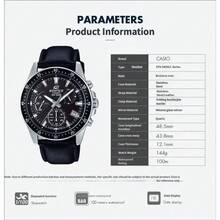Casio 卡西欧 Edifice EFV-540D/L 赛车风格三眼计时石英男士腕表，100米防水，皮革/不锈钢表带，商务运动腕表 - 均碼 - 查看 3