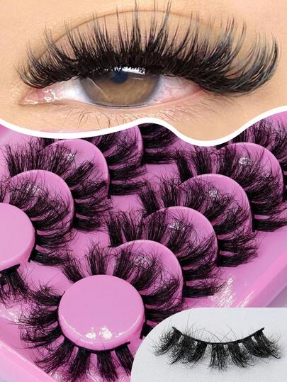 6 Pairs Natural Soft Fluffy Criss-Cross Extra Long Faux Mink Eyelashes, Dramatic Messy Mink False Eyelashes For Lengthening And Volumizing Outer Corners, Travel Essential Beauty Makeup Tool