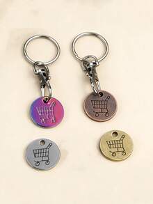 1/5/10 piezas Moneda de metal de carrito de compras de supermercado con logotipo, llavero creativo e interesante con cierre de langosta, regalos para madre, padre, graduación y maestro - Multicolor - Ver 3