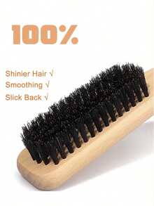 1pc Unisex Boar Bristle Smooth Comb, Beard Brush, Frizz Control Comb, Fluffy Wooden Handle Comb, Detangling Comb, Hairline Control, Sleek Ponytail Comb - With Wide Tapered Tail Detangling Comb, Convenient Parting, Styling, Polishing And Smoothing Hair, Creating Frizz-Free Hairstyles, Suitable For Men And Women, Recommended As A Christmas Gift - Multicolor - View 5