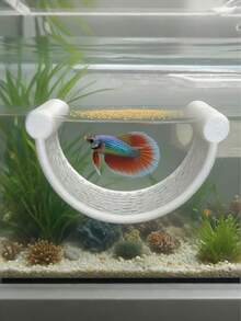 1pc Plastic Mesh Floating Fish Tank Hammock, Near-Water Platform, Provides Sleeping And Resting Area For Betta Fish, Tropical Fish, Shrimp And Small Ornamental Fish, Fish Tank Decor Accessory, Suitable Gift For Fish Hobbyists - A - View 5