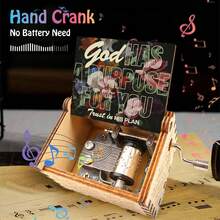 手摇木质音乐盒 - “上帝对你有安排”花卉图案，播放“你是我的阳光”，无需电池，是送给亲人的完美基督教礼物 - 花卉音樂盒 - 查看 8