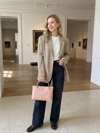 Gucci 1 st rosa satin sminkväska, sminkväska med stor kapacitet 23*14 cm, bärbar axelväska för kvällsbruk för resor och fest, elegant retrostil, sminkväska