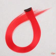 1pc Heat-Resistant Synthetic Long Straight Hair Extension Clip-In, Y2K Style Highlighted Side-Swept Bangs Hair Piece - Multicolor - View 18