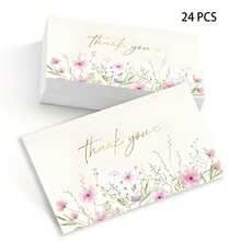 24/48 Buah Kartu Ucapan Terima Kasih Motif Bunga Cantik, Kartu Bisnis Kecil, Kartu Kemasan Hadiah, Cocok untuk Ulang Tahun, Pernikahan, Wisuda, Kertas Warna Campuran - A - View 10