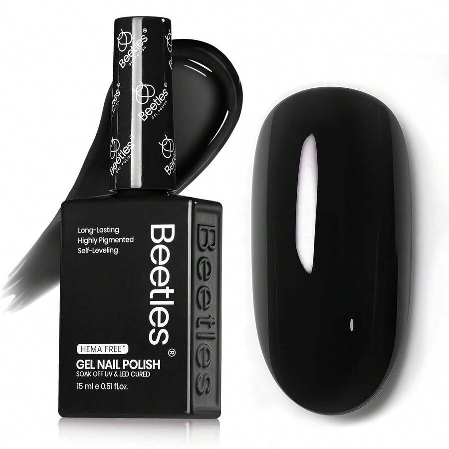 Beetles 15ml Hema Free Black Gel Polish – Silent Charm Audrey Color Long-Lasting Soak Off UV LED Glossy Manicure DIY Nail Art - 15Ml Hema-Free Silent Charm - 查看 1