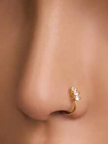 1件S925纯银鼻钉，纯银鼻饰，鼻部穿孔饰品，水钻鼻钉，锆石鼻钉，简约精致的男女通用穿孔饰品，纯银镂空饰品，个性十足 - 彩色 - 查看 7