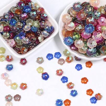 50pcs Beautiful Flower Acrylic Beads For Jewelry DIY Handmade Crafts, Decorations For Bracelets, Earrings, Necklaces, Gifts For Valentine's Day, Mother's Day, Holidays