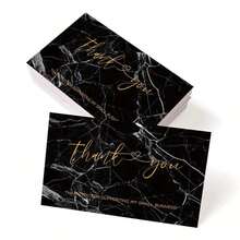 50pcs Black Mini Thank You Cards, Thank You For Your Support Cards, Blank Business Greeting Cards For Business, Gift Packaging & Customer Appreciation, Thoughtful Way To Express Gratitude Valentine's Day - 多色 - 查看 1