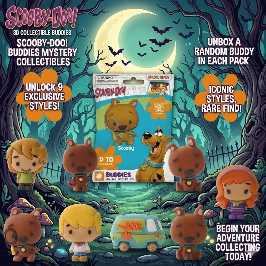 1pc Warner Bros. Official Licensed Surprise Box Collectible 3D Figurine Statue Of Shaggy, Velma, Fred, Daphne, Great Birthday Gift - Multicolor - View 1