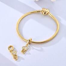 925银镀金心形流苏吊坠，适配原装手链项链，精美DIY首饰，女士礼物 - BKTC1861 - 查看 3