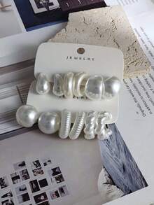 12pcs/Set Elegant Faux Pearl Effect Earrings Set - Pearl White - View 6