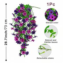 ArtiEleg 1/2 PCS Artificial Hanging Daisy Flowers For Outdoors – UV Resistant & Waterproof Faux Silk Daisies With Long Trailing Vines, No Fade Realistic Blooms For Apartment Decor, Rental Friendly Home, Front Door, Porch, Balcony & Patio Decor - Multicolor - View 17