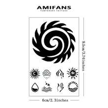 AMIFANS Elemental Swirl & Nature Symbol Temporary Tattoos, Semi-Permanent Tattoos, Lasting 1-2 Weeks, Durable Tattoos, Fruit Juice Tattoos, Realistic Tattoos, Romantic Tattoos, Fake Tattoos, Waterproof, Real Tattoo Appearance, Niche Design Tattoos, Fruit Tattoos, Plant Tattoos - Black - View 3