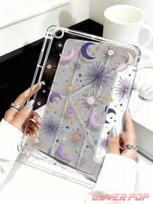 The Sun, The Moon And The Stars Pattern Tablet Case Compatible With IPad Air 11-Inch M3 2025 / M2 2024, Air 5th Generation 2022 , (A16) 11 Inch 11th Generation 2025,Compatible With Samsung Galaxy Tab,Kindle Paperwhite 12th Gen 2024, Clear Back ,Fashion Pattern Protective Case,Autlueomatic Sleep And Wake-Up Function, Airbag Protection, Suitable For Gifts And Office Use - Multicolor - View 5