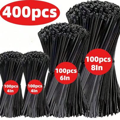 400 chiếc dây buộc cáp nylon bền chắc, kích thước 20/15/10cm, dây buộc tự khóa bằng nylon, thích hợp cho việc sắp xếp thiết bị điện tử, nhà cửa, văn phòng, hệ thống dây điện công nghiệp và xưởng, lưu trữ tại nhà, quản lý dây cáp.