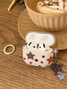 INS Korean Style Splatter Paint Plaid Star Pattern 4/Pro 3/Pro 2 Wireless Bluetooth Earphone Case, Protective Cover Compatible With Apple 3/2 - Apricot - View 3