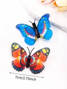 18件套多色仿蝴蝶双层3D闪亮发夹，混色百搭发卡，甜美优雅的女士头饰，营造浪漫氛围，适合日常、约会、通勤等场合。 - 七彩色 - 查看 6