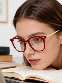 1pc Unisex Extra Large Frame TR Square Clear Lens Glasses - Clear - View 2