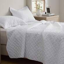 2/3Pcs Quilted Summer Quilt Set, Solid Grey Lightweight Bedspread Coverlet, Soft Breathable Air Conditioned Quilt, Machine Washable Bedding Set For All Season, Twin/Full/Queen/King Size - trắng - Xem 2