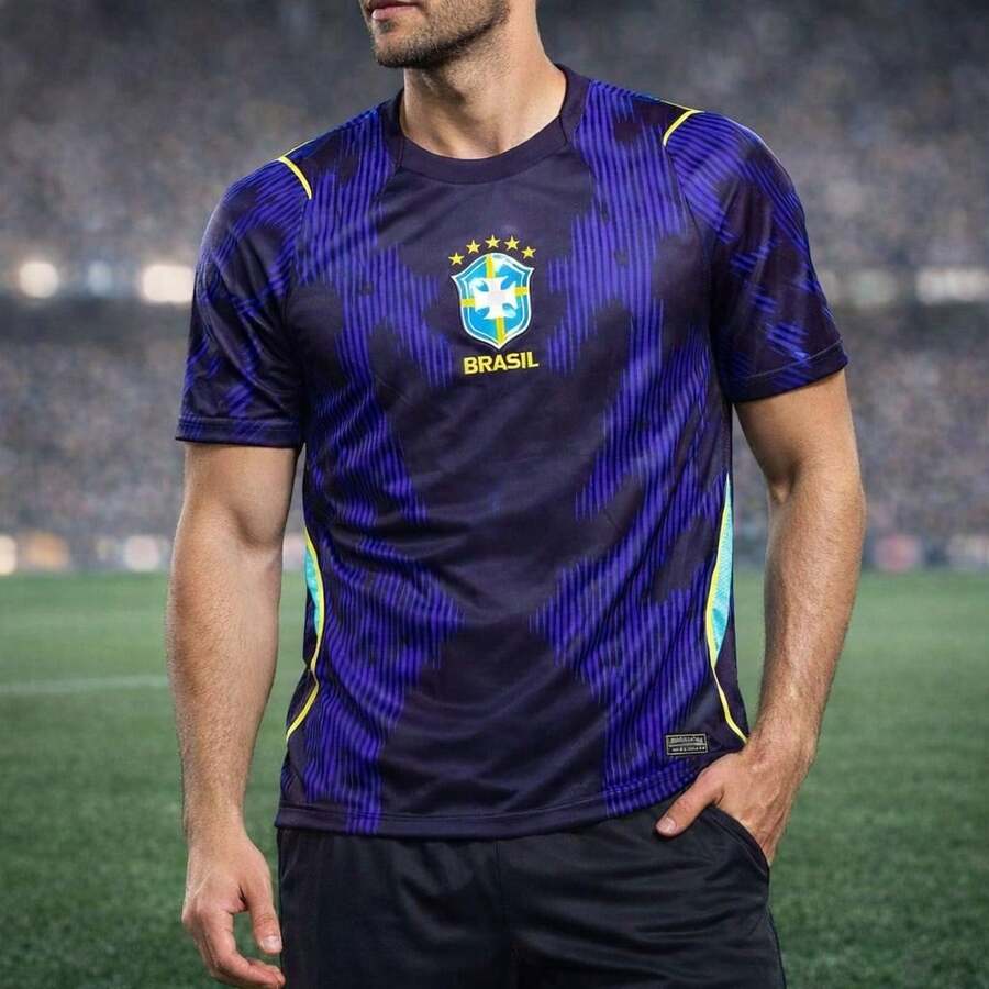 Brazil Thailand 1.1 Blue Embroidered Jersey, 2026 World Cup Fan Version. - 藍色 - 查看 1