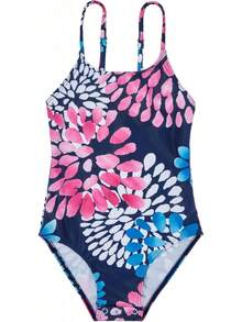 Girls Bathing Suit Size 2-10 Years - Cute Toddler Swimsuit Girl Adjustable One Piece Swimwear For Summer Beach Wear - B 海軍花瓣(胯部扣環) - 查看 1