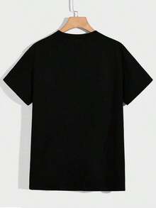 Camiseta con estampado de letra y dibujos animados - Negro - Ver 3