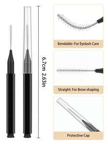 5/10/20/50pcs Disposable Mini Eyebrow Brush, Lightweight Eyebrow Grooming Brush, Micro Eyelash Brush, Portable Eyebrow Curler - Multicolor - View 3