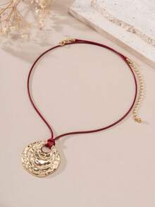 1 Dây chuyền mặt dây chuyền hình vỏ sò tròn bằng kim loại họa tiết cổ điển với dây choker mảnh. - vòng cổ vỏ kim loại - Xem 5