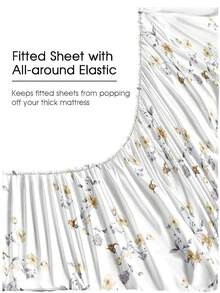 4件套复古花卉图案床单套装，易于打理的超细纤维柔软床上用品套装，花卉图案床笠套装（1张床单+1张床笠+2个枕套），床笠套装，适用于特大号、大号、标准双人床、单人床尺寸，床笠深口袋设计，枕套最大可达11.8英寸，柔软透气，不易起皱，更有利于睡眠，奢华酒店风格，送给父母、朋友的礼物，甜美少女风 - 彩色 - 查看 5