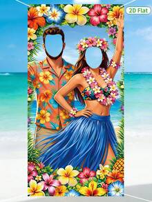 1件夏威夷 Luau 派對情侶拍照道具，含挖空臉部設計，夏威夷拍照橫幅，夏季海灘派對聚會背景布，夏威夷情侶相框，夏威夷熱帶派對裝飾，夏季海灘派對背景裝飾，Aloha 派對用品，火烈鳥派對裝飾，夏季裝飾，假期派對用品，夏季派對小禮物 - 夏威夷 - 查看 2