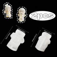Conjunto de 2 moldes de silicone reutilizáveis em formato de anjo rezando, ideais para resina epóxi, fabricação de velas, artesanato em argila e gesso, lembrancinhas de casamento, decorações de Páscoa e Ramadã, compatíveis com resina, cera, argila e gesso (formato assimétrico). - Garota Anjo - Ver 15