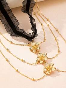 1pc Sexy Lace Gold Tassel Floral Leg Chain, Suitable For Women's Daily, Party And Holiday Wear - Gold - View 4