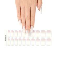 1 Box Of 20 Natural Long-Lasting Classic Ombre Gray Design Nail Gel Stickers, UV Cured Finger Nail Gel Stickers, Easy To Wear And Remove - Multicolor - View 6