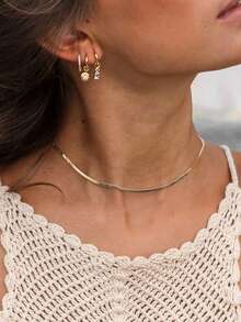 1条35+5厘米不锈钢蛇骨链项链，简约鱼骨链叠戴项链，适合女性日常佩戴 - Necklace - 查看 1