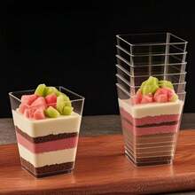 25/50/75个装透明甜点杯，带盖和勺子，酸奶果冻杯，派对开胃菜杯，迷你葡萄酒杯，带勺子，适合盛放布丁、水果和冰淇淋 - 查看 8