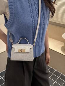 2026新款闪亮迷你法棍包，时尚高品质休闲手提包，女士单肩包 - 白色 - 查看 4